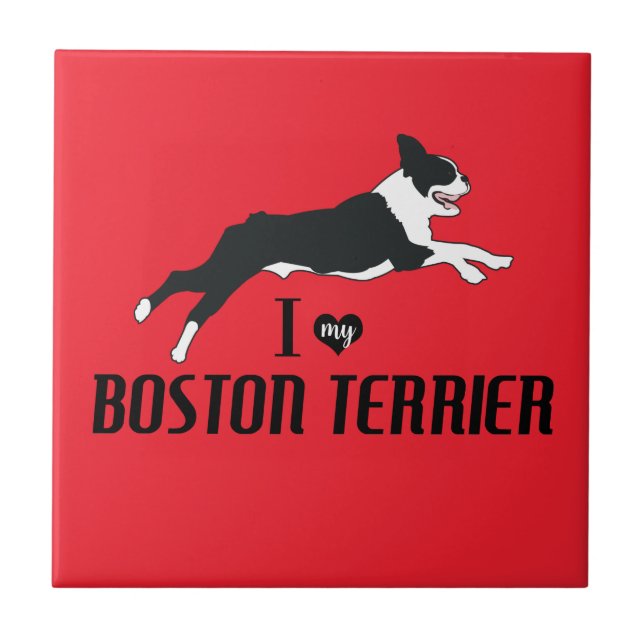 Azulejo Amo mi Terrier de Boston (Frente)