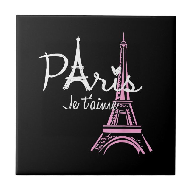 Azulejo Amo París Torre Eiffel Francia Recuerdo Francés (Frente)