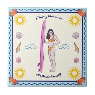 Azulejo "Among the waves, she finds herself."