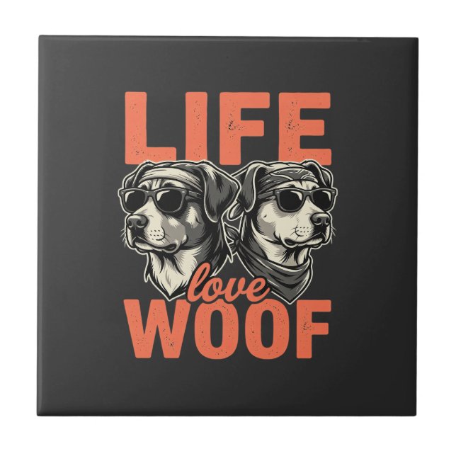 Azulejo Amor a la Vida Perro Amante de Perros (Frente)