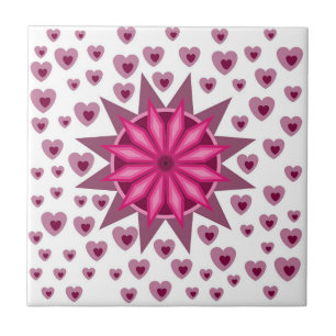 AZULEJO AMOR AL CORAZÓN CON FLORES CREATIVOS COLORFULL