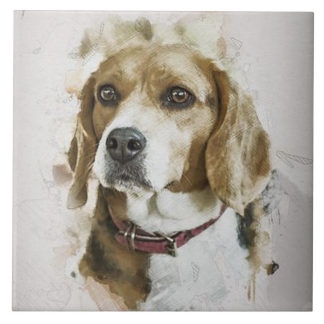 Azulejo AMOR DE BEAGLE, Mascota familiar, perro de rescate (Frente)
