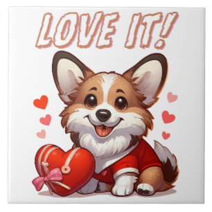 Azulejo Amor de Corgi Adorable