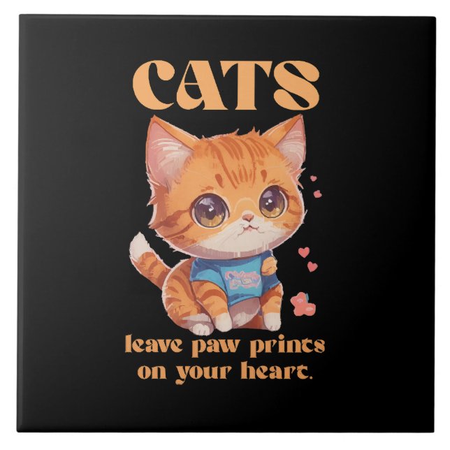 Azulejo amor de gatito lindo (Frente)