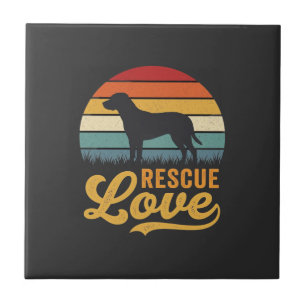 Azulejo Amor de rescate Perro retro Atardecer_1