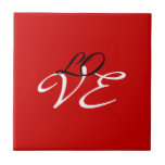 Azulejo Amor rojo blanco negro caligrafía de color<br><div class="desc">Puede cambiar fácilmente las fuentes y los colores. También puede agregar su logotipo y la imagen de fondo como desee.</div>