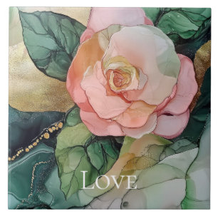 Azulejo Amor romántico Rubor rosa dorado floral