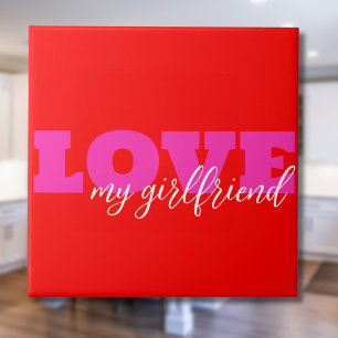 Azulejo Amor rosado ( añade tu texto) Regalo Neon Red Vale