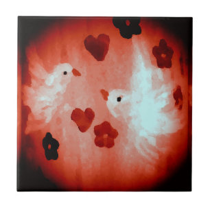 Azulejo Amores rojos y blancos se palpan