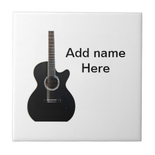 Azulejo Añadir el nombre texto guitarra acústica marrón ed