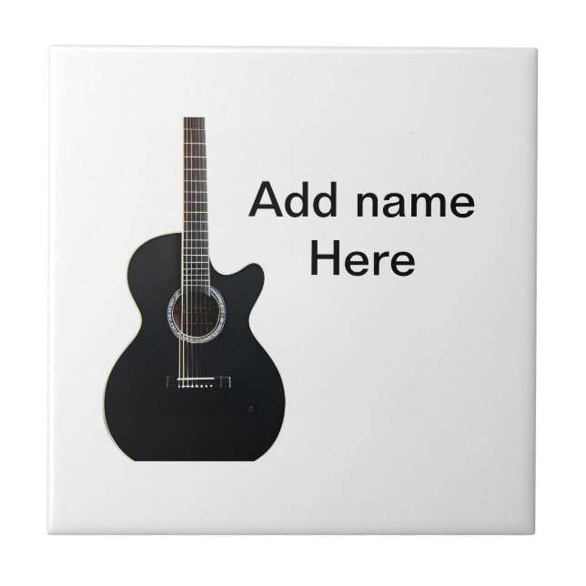 Azulejo Añadir el nombre texto guitarra acústica marrón ed (Frente)