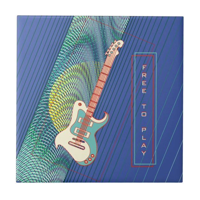 Azulejo Añadir nombre a la guitarra eléctrica Verde azulad (Frente)
