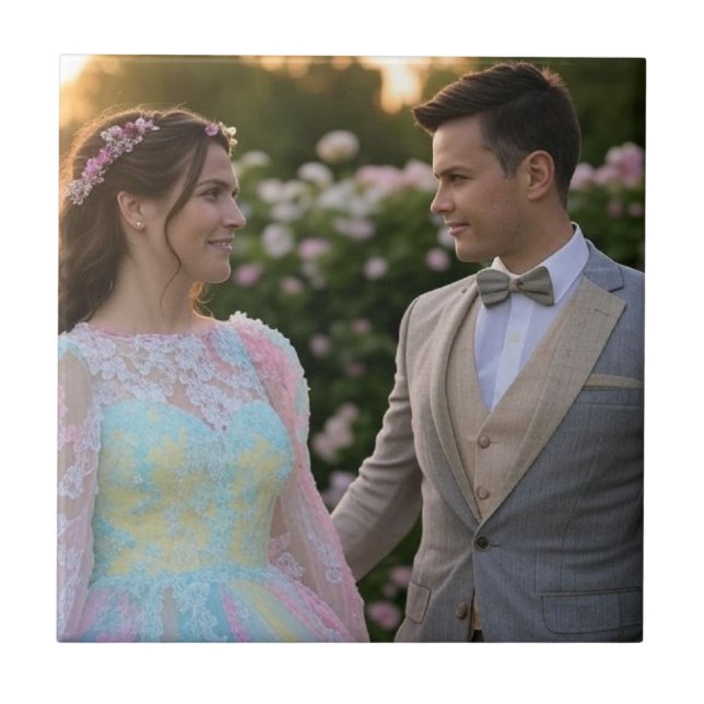 Azulejo Añadir Personalizar de fotografía Boda (Frente)