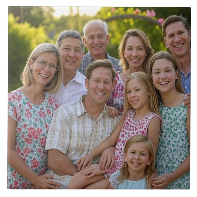 Azulejo Añadir Personalizar de fotografía de Reunión Famil (Frente)