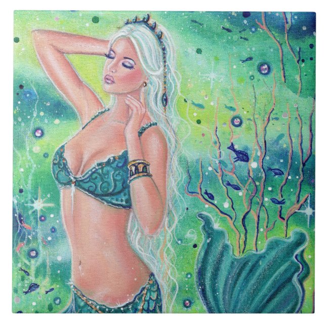 Azulejo Anastasia mermaid cerámica arte de fantasía (Frente)
