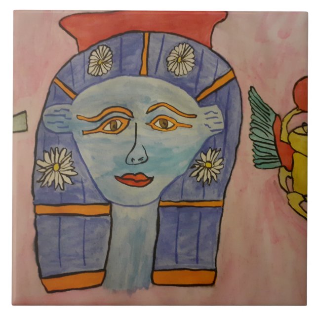 Azulejo Anciana Diosa Egipcia Cubierta Cerámica (Frente)