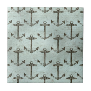 Azulejo Ancla de madera estilo vintage marina náutica mari