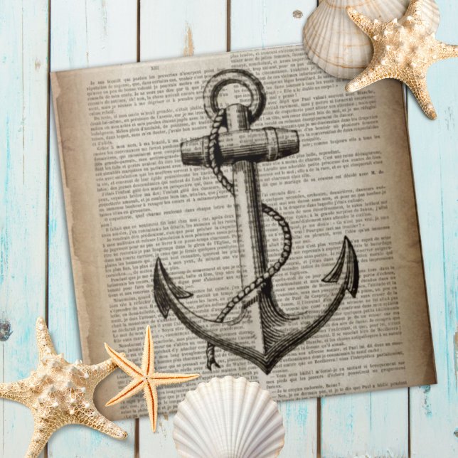 Azulejo anclaje náutico vintage de marina (ocean beach sailor vintage nautical anchor ceramic tile)