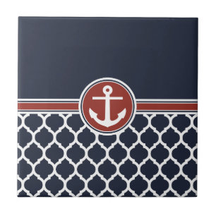 Azulejo Anclaje rojo azul celeste entramado marroquí