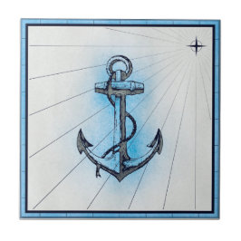 Azulejo Anclaje vintage de buques náuticos