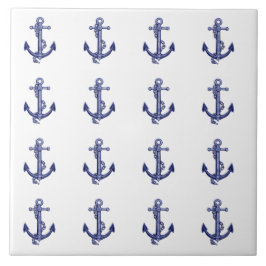 Azulejo Anclajes náuticos azules y blancos cerámica