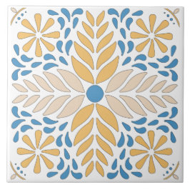 Azulejo Andalouse Naranja Azul Rosa Floral Mediterráneo