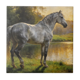Azulejo Andalusian Stallion by the Lake