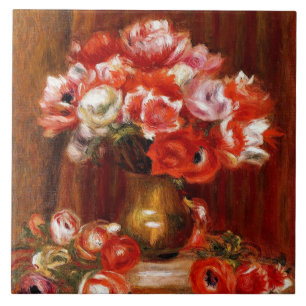 Azulejo Anémonas de Pierre Renoir, pintura de arte fino,