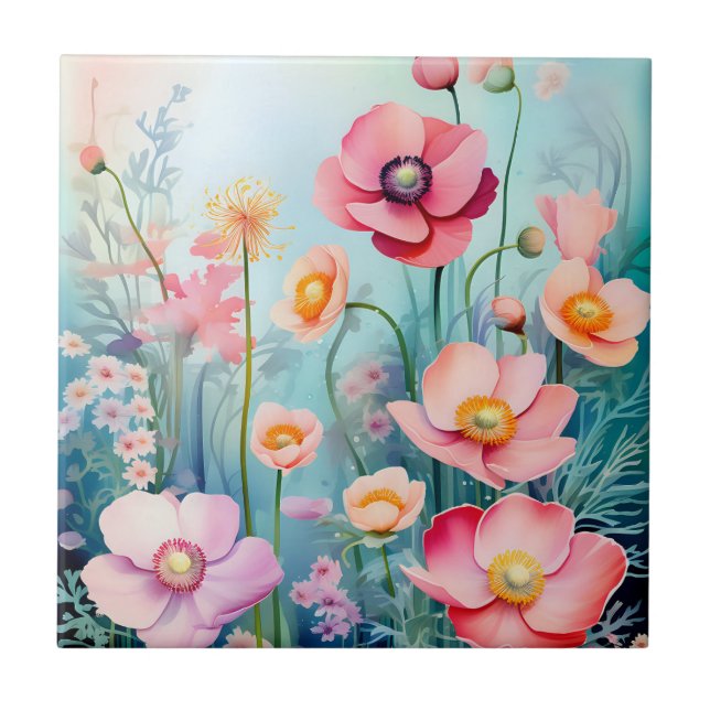 Azulejo Anemones acuáticos subacuáticos elegantes (Frente)