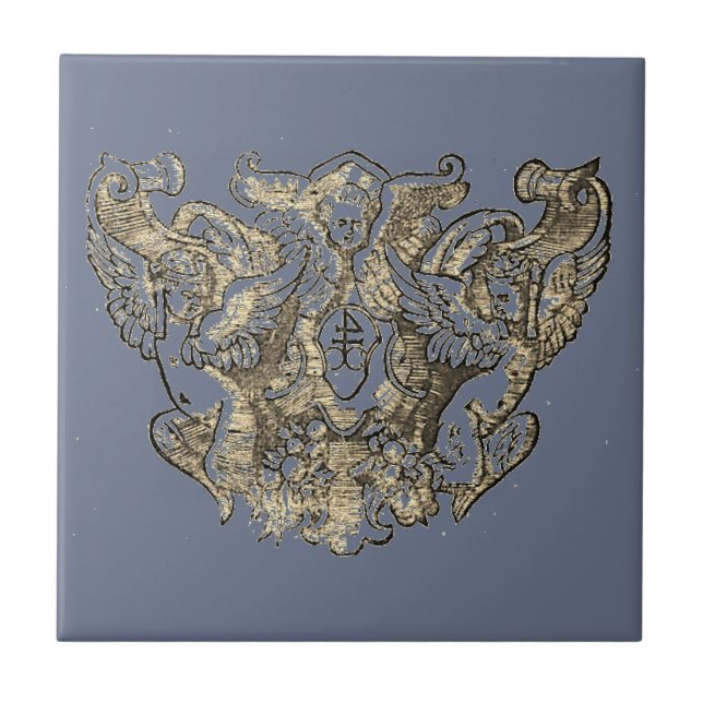 Azulejo Angel – Angels – Coat of arms Emblem baroque (Frente)