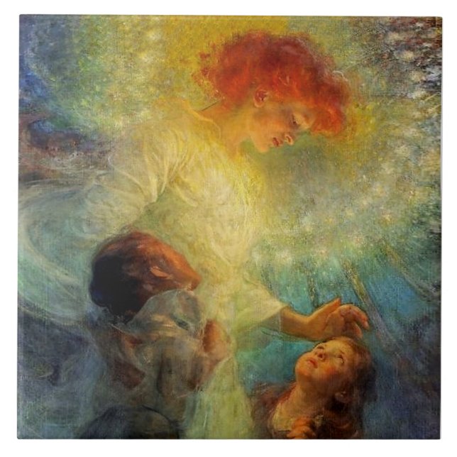 Azulejo "Ángel de la guarda" por Franz Dvorak (Frente)