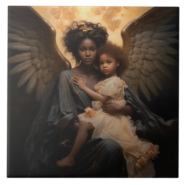 Azulejo Ángel de la Guardia Angel Africano (Frente)