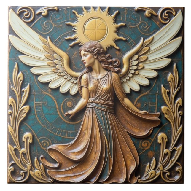Azulejo Ángel del Sol de Otoño (Frente)