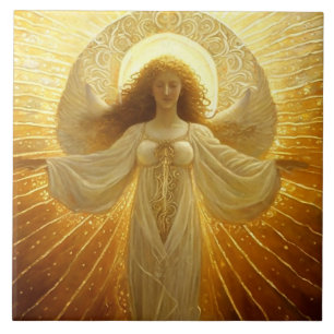 Azulejo Ángel Dorado Despertar del Conocimiento