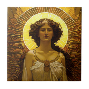 Azulejo Ángel Dorado Mensajero Brillante de Luz  
