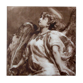 AZULEJO ÁNGEL EN SEPIA MARRÓN Y BLANCO