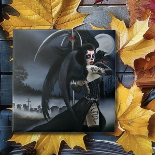 Azulejo Ángel Gótico Oscuro Muerte Fantasía Azúcar Calaver