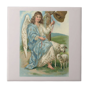 Azulejo Ángel Hermoso Y Campana Dorada