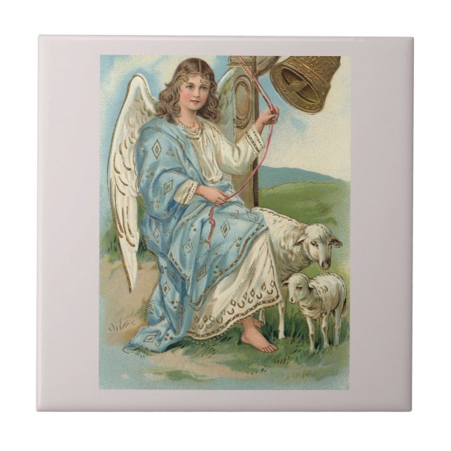 Azulejo Ángel Hermoso Y Campana Dorada (Frente)