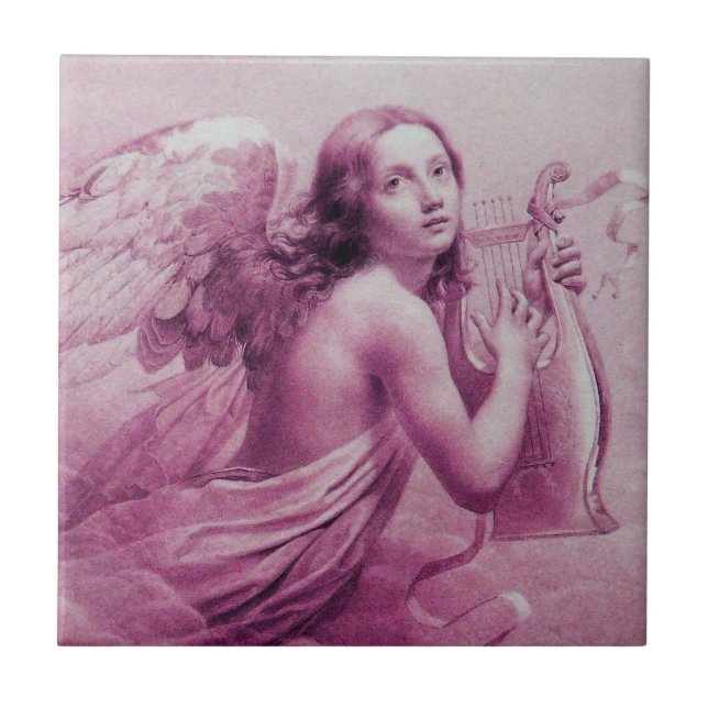 AZULEJO ANGEL JUGANDO LYRA SOBRE LAS NUBES (Frente)