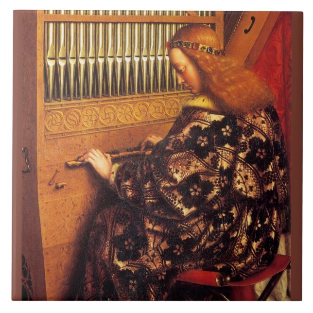 Azulejo ANGEL JUGANDO ÓRGANO, Navidades Música (Frente)