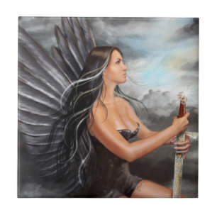 Azulejo Ángel negro mosaico