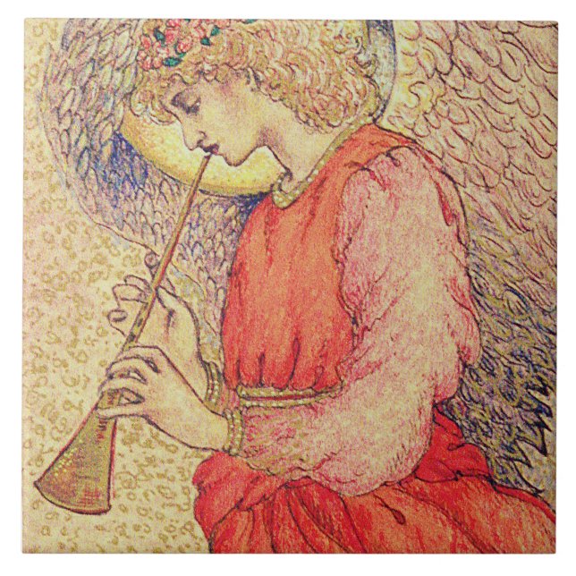 Azulejo Ángel tocando un flageolet (Frente)