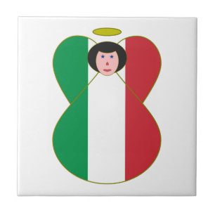 Azulejo Ángel vestido con la bandera italiana