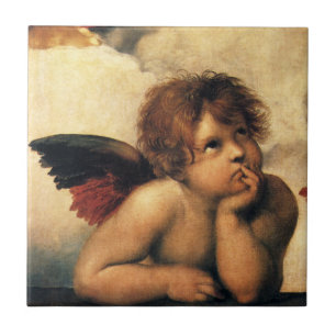 Azulejo Ángeles de la Madonna Sixtina por Rafael Sanzio