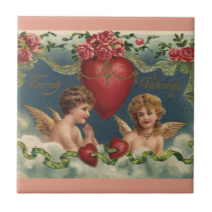 Azulejo Ángeles vintage victorianos del Día de San Valentí
