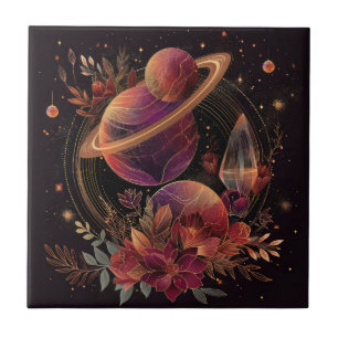 Azulejo Anillo de Cristal de Fantasía Espacial Púrpura Pla