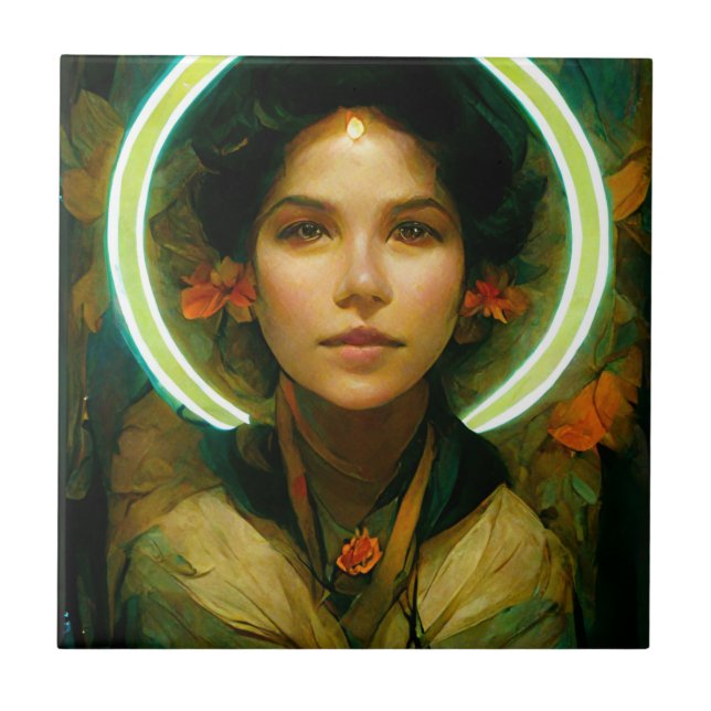 Azulejo Anillo De La Fantasía De La Luz Sci-fi (Frente)