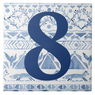 Azulejo Animal Blue Woodland Ikat House Dirección número