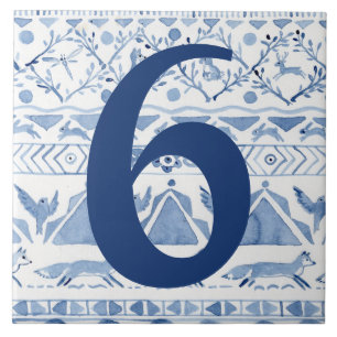Azulejo Animal Blue Woodland Ikat House Dirección número